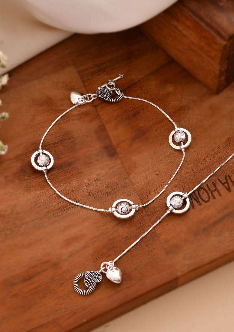 Silver Stainless Steel Anklet - Indya