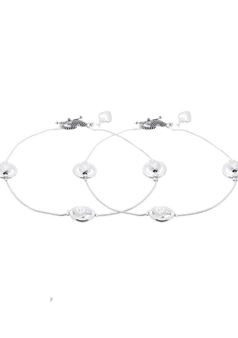 Silver Stainless Steel Anklet - Indya