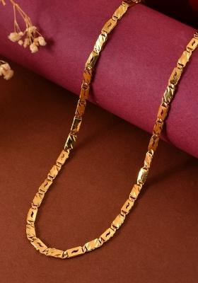 Gold Plated Wave Design Biscuit Chain For Men