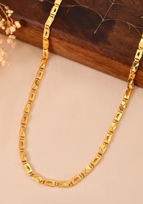 Gold Plated Crown Design Biscuit Chain For Men