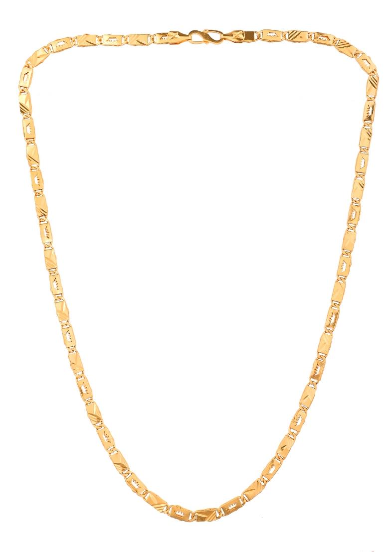 Gold Plated Crown Design Biscuit Chain For Men - Indya