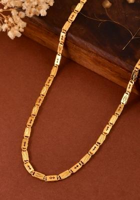Gold Plated Arrow Design Biscuit Chain For Men
