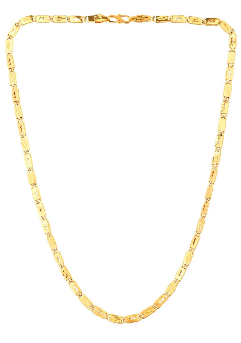 Gold Plated Arrow Design Biscuit Chain For Men - Indya