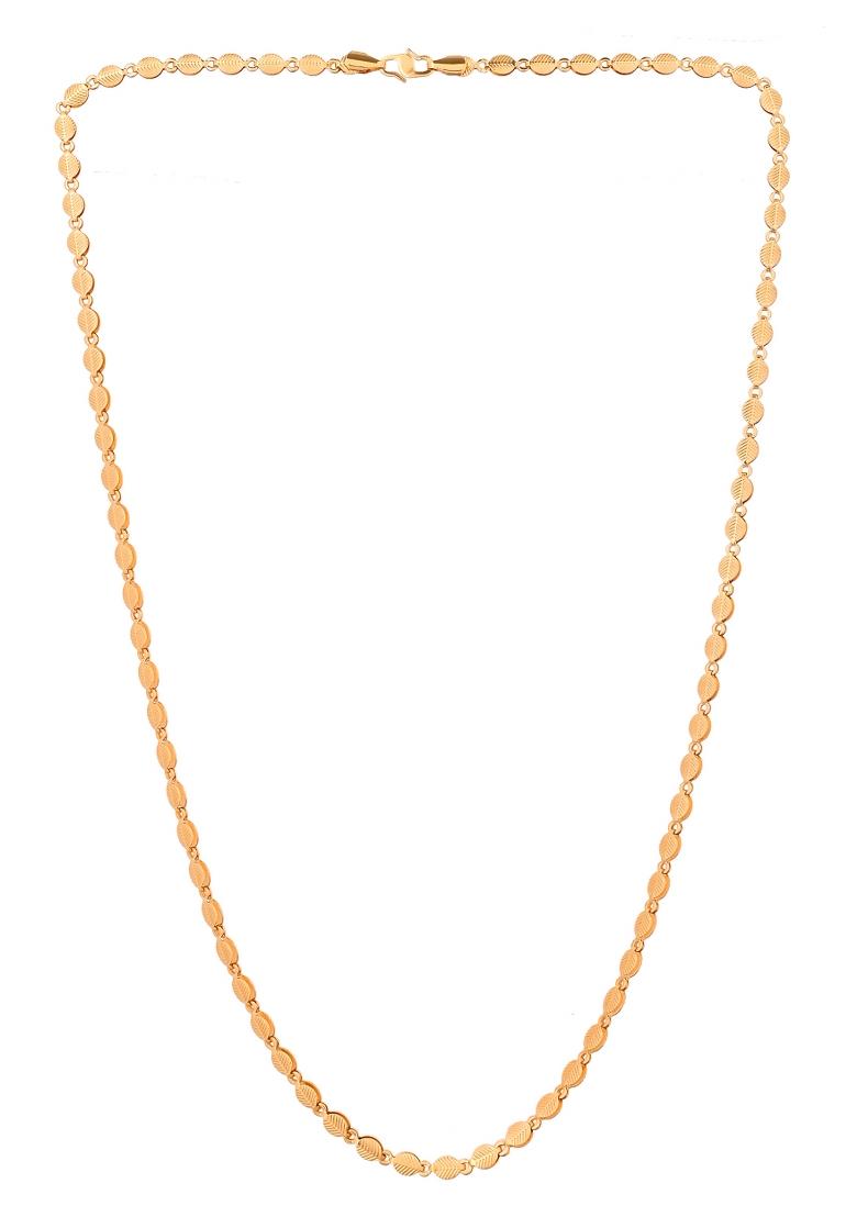 Gold Plated Oval Leaf Shaped Chain For Men - Indya