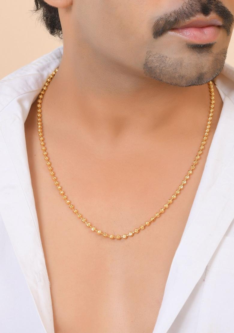 Gold Plated Designed Dotted Chain For Men - Indya