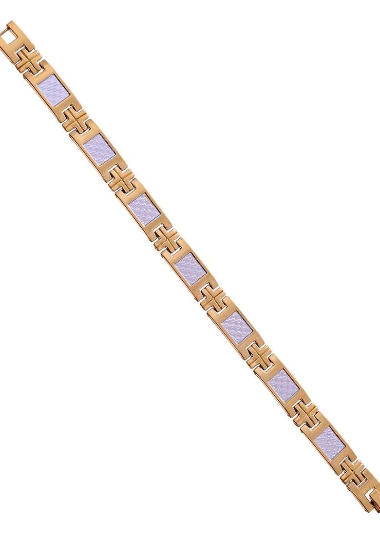 Dual Toned Square Design Men Bracelet - Indya