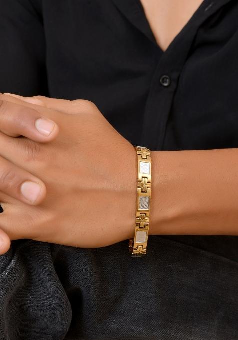 Dual Toned Square Design Men Bracelet