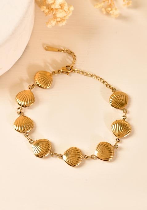 Gold Plated Elegent Shell Shaped Bracelet For Women