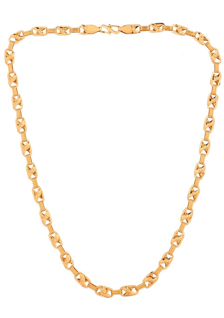 Gold Toned Elegent Designer Link Chain For Men - Indya