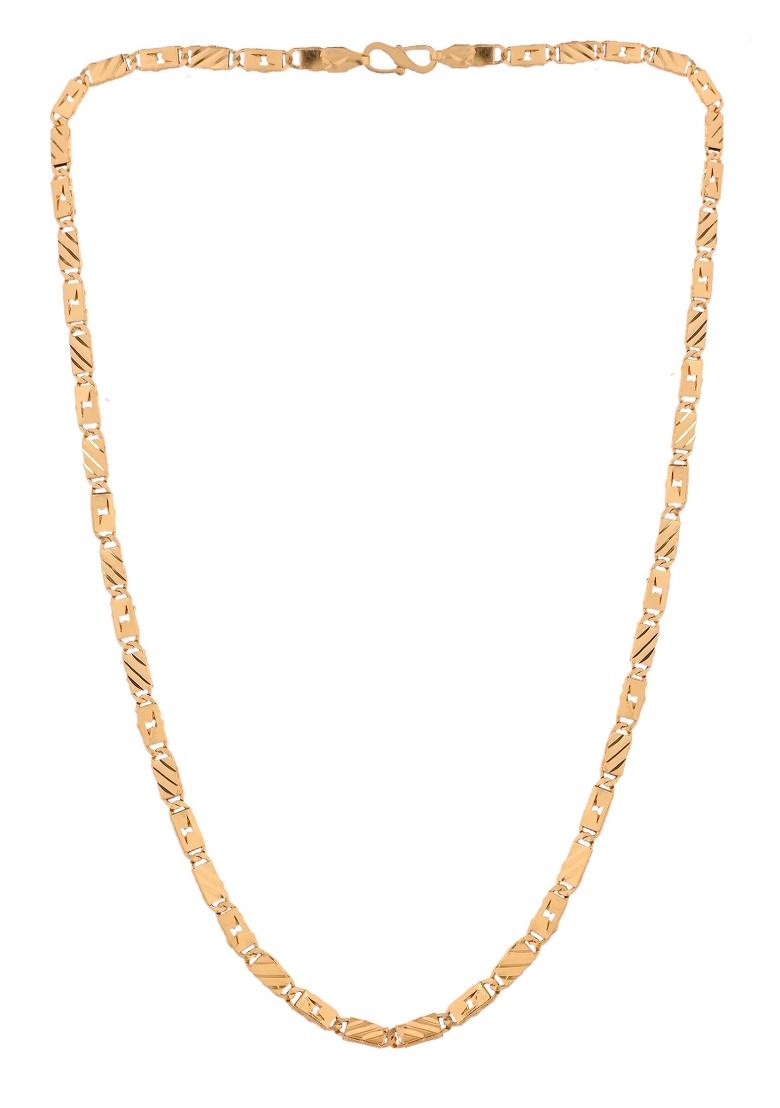 Gold Plated Thunder Light Shaped Biscuit Chain For Men - Indya