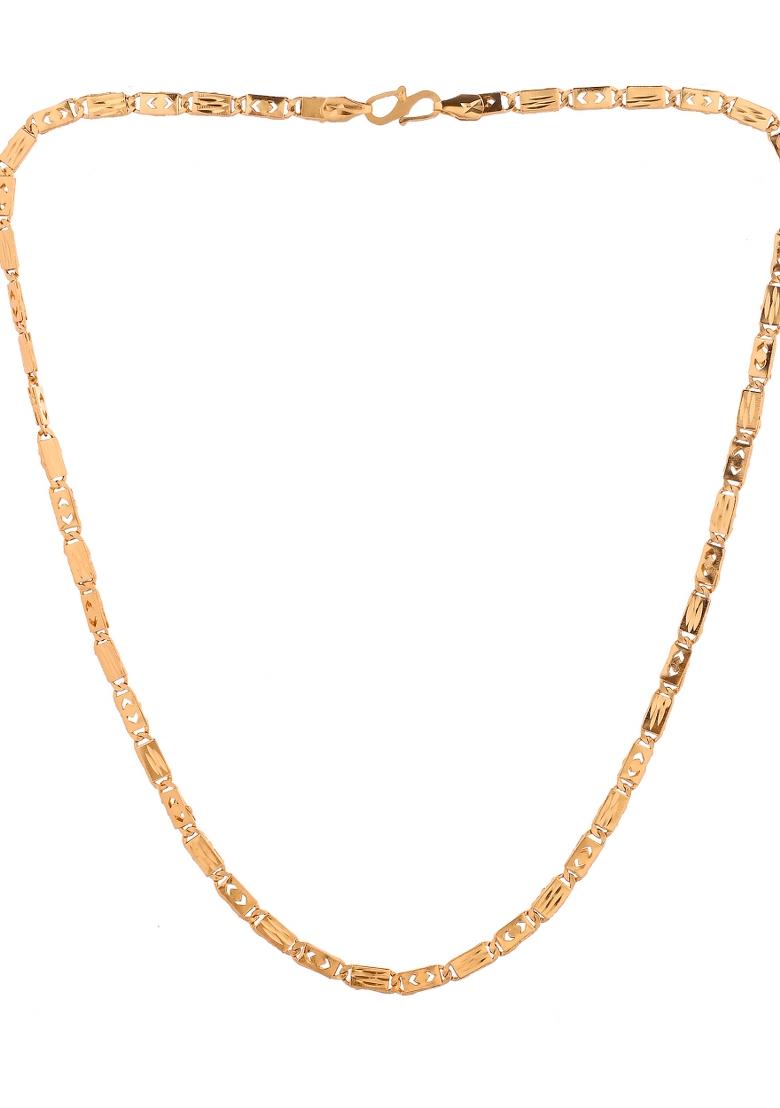Gold Plated Designer Biscuit Chain For Men - Indya
