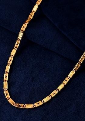 Gold Plated X Designed Biscuit Chain For Men