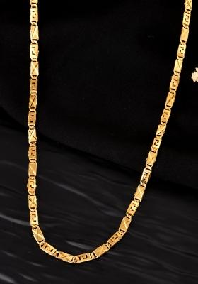 Gold Plated Geomatrical Designed Biscuit Chain For Men
