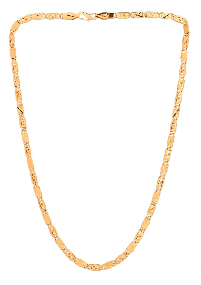 Gold Plated Geomatrical Designed Biscuit Chain For Men - Indya
