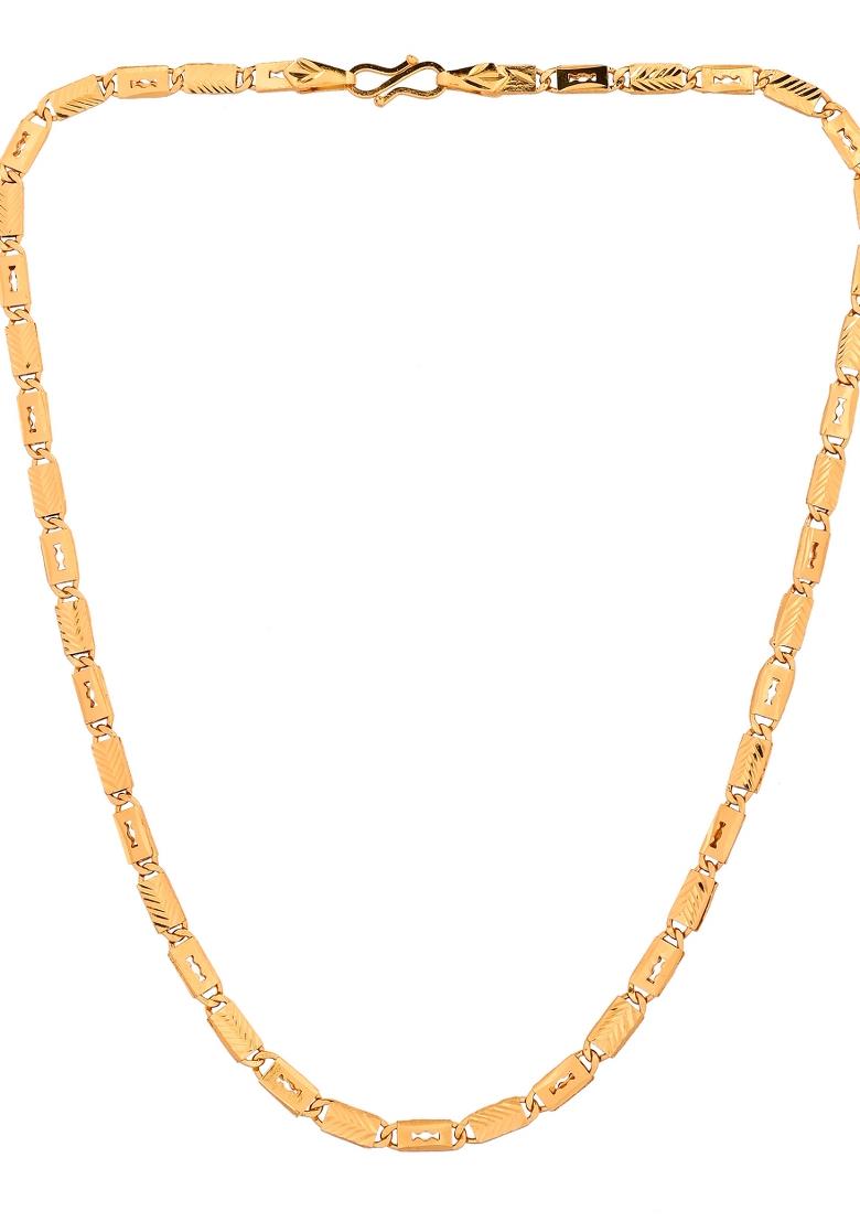 Gold Plated Toffee Designed Biscuit Chain For Men - Indya