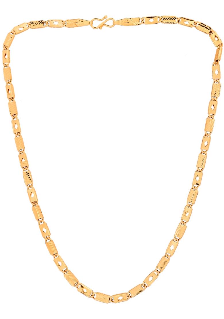 Gold Plated Square Designed Biscuit Chain For Men - Indya