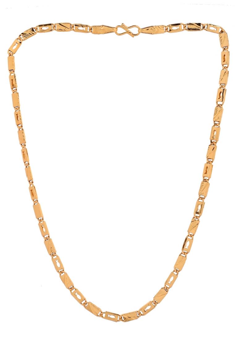 Gold Plated Fish Designed Biscuit Chain For Men - Indya