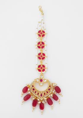 Red Kundan Alloy Kundan Mangtikka