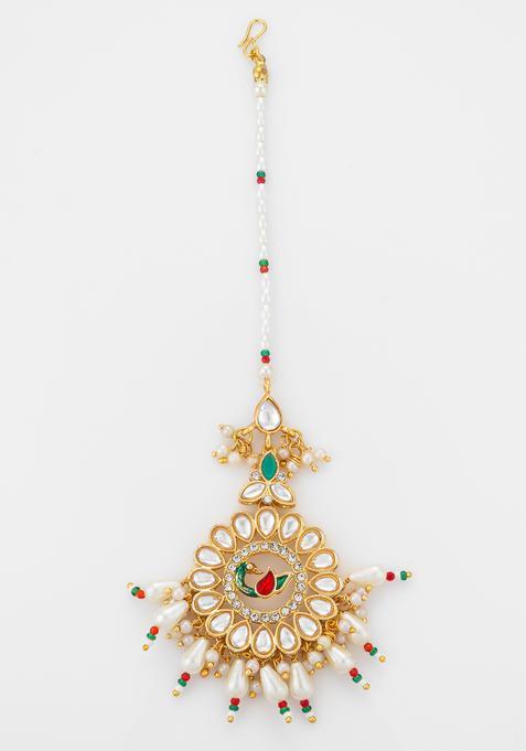 Multicolor Kundan Alloy Kundan Mangtikka
