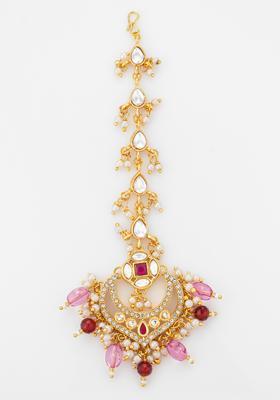 Multicolor Kundan Alloy Kundan Mangtikka
