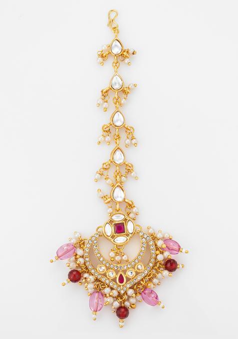 Multicolor Kundan Alloy Kundan Mangtikka