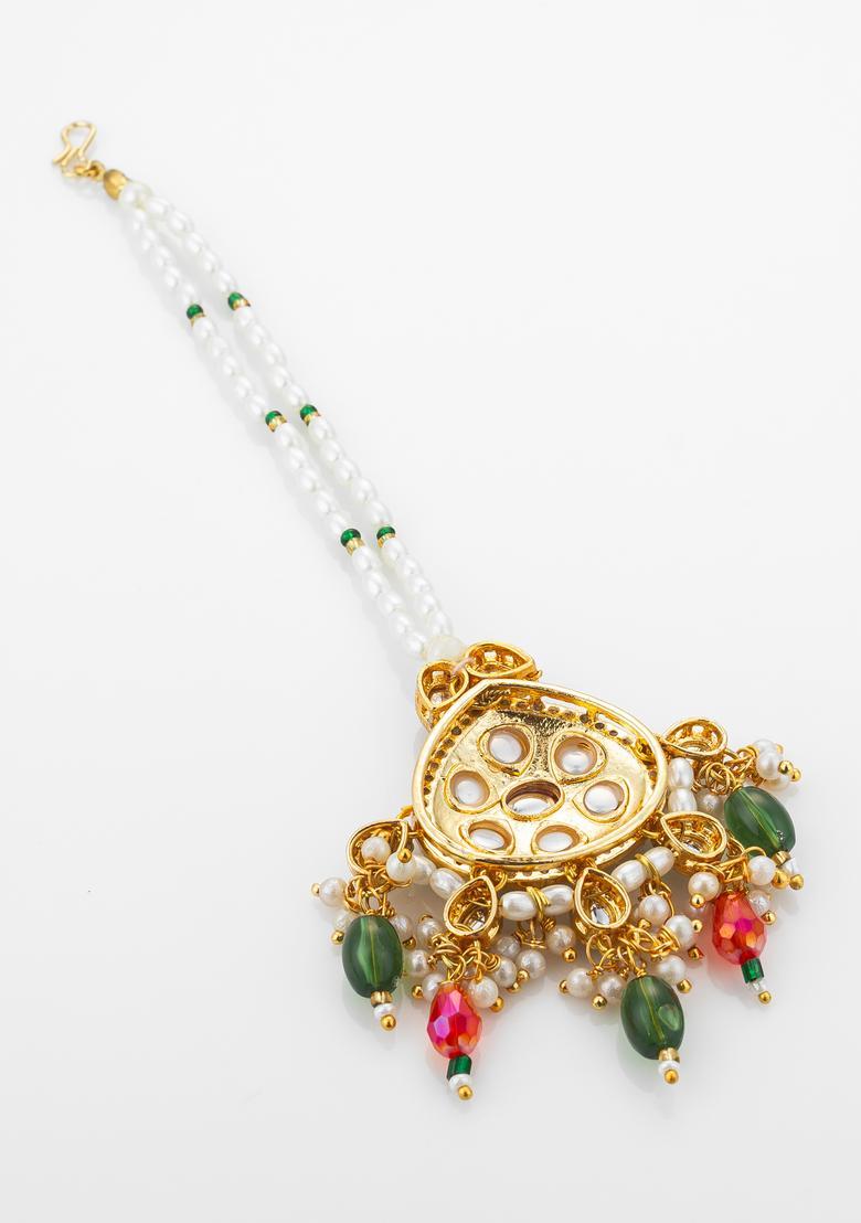 Green Kundan Alloy Kundan Mangtikka - Indya