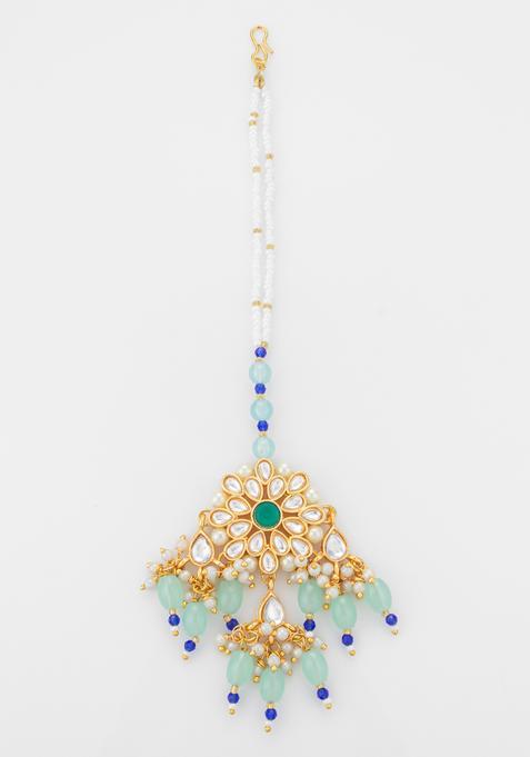 Multicolor Kundan Alloy Kundan Mangtikka