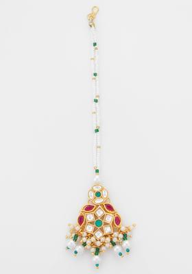 Multicolor Kundan Alloy Kundan Mangtikka