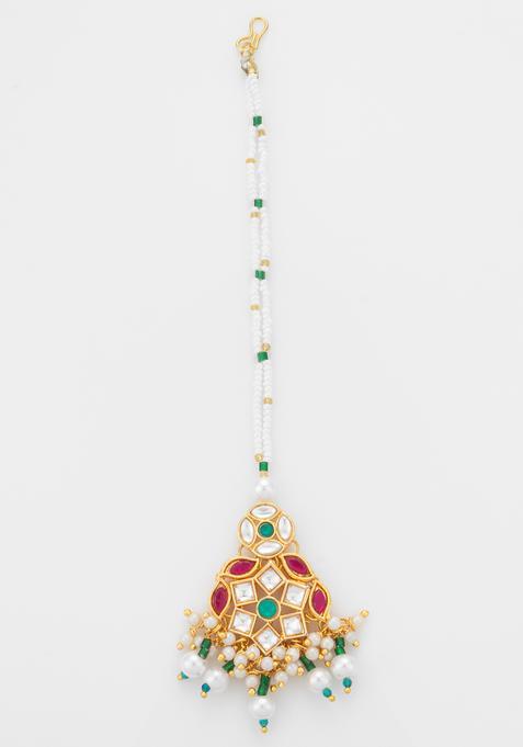 Multicolor Kundan Alloy Kundan Mangtikka