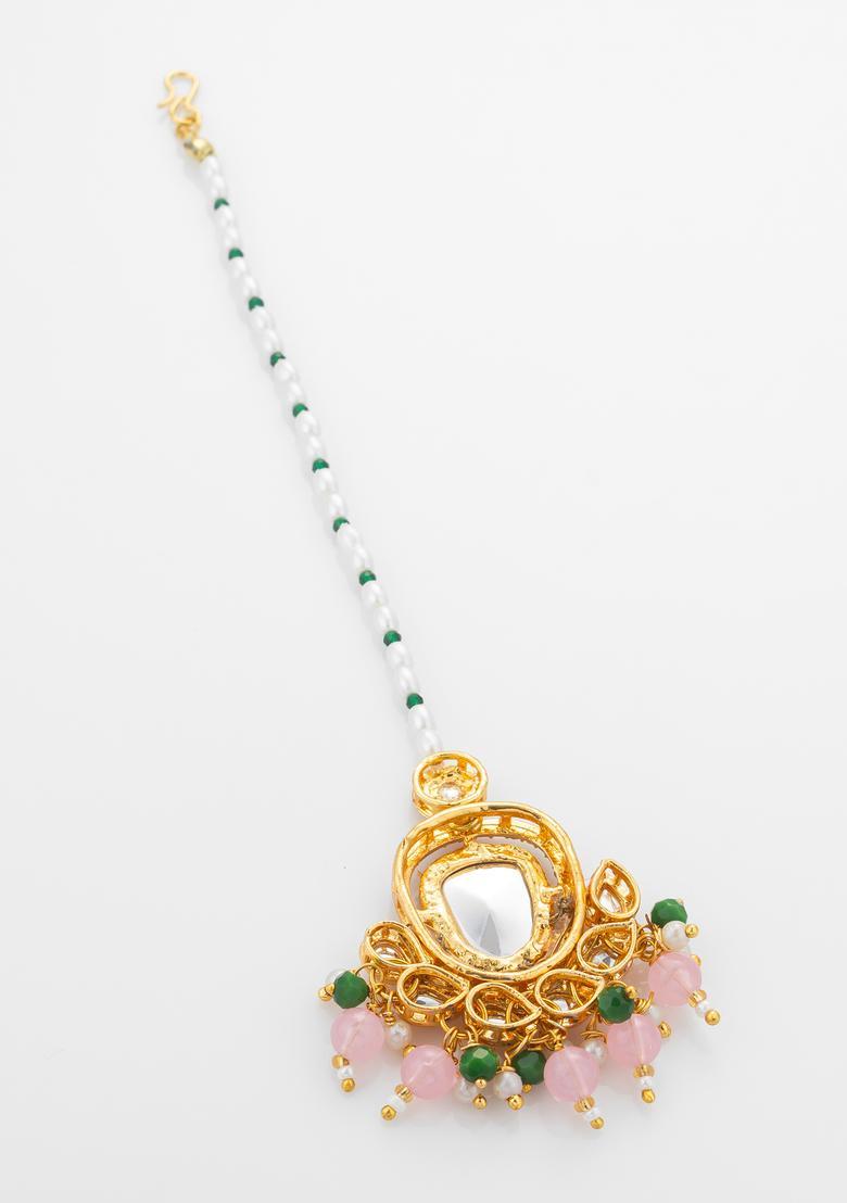 Pink Kundan Alloy Kundan Mangtikka - Indya
