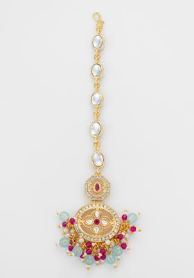 Multicolor Kundan Alloy Kundan Mangtikka