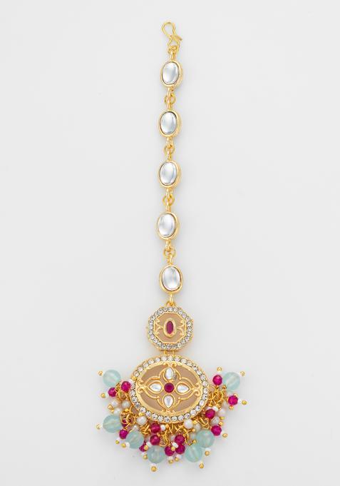 Multicolor Kundan Alloy Kundan Mangtikka