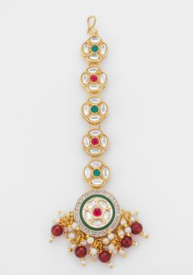 Red Kundan Alloy Kundan Mangtikka
