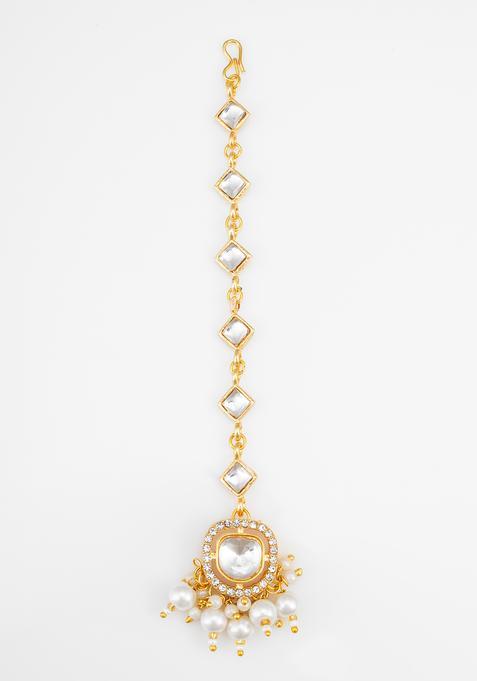 Golden Kundan Alloy Kundan Mangtikka