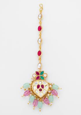 Multicolor Kundan Alloy Kundan Mangtikka