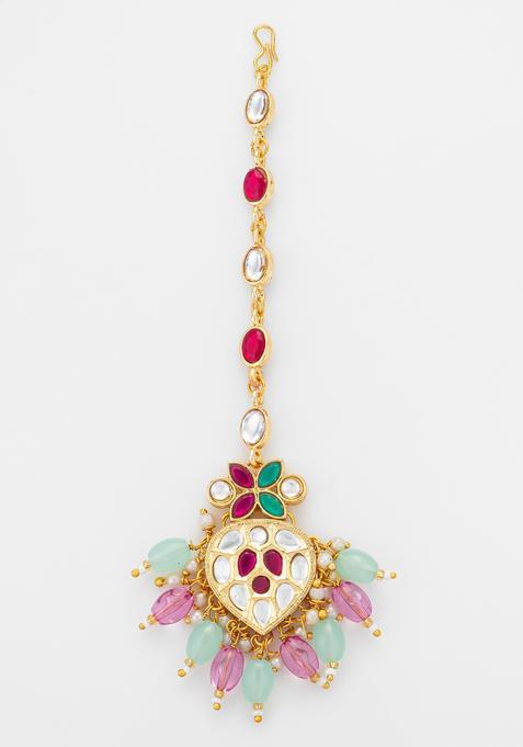 Multicolor Kundan Alloy Kundan Mangtikka