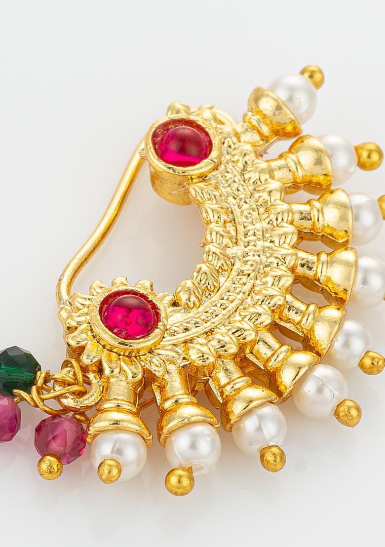 Multicolor Pearl Alloy Nath - Indya
