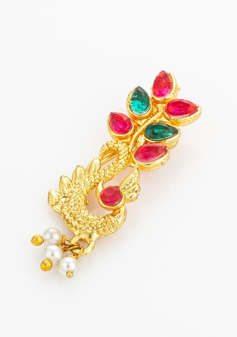 Multicolor Artificial Stones Alloy Nath - Indya