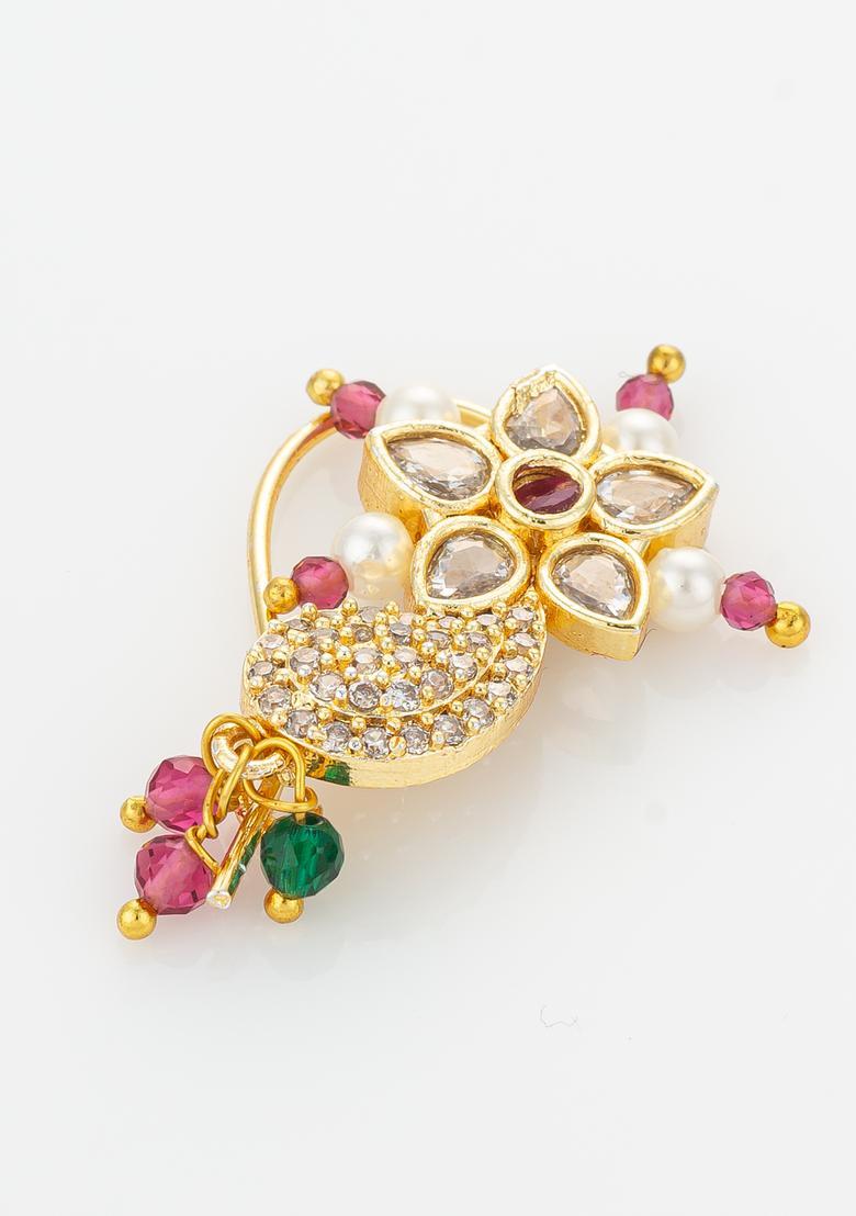 Multicolor Pearl Alloy Nath - Indya