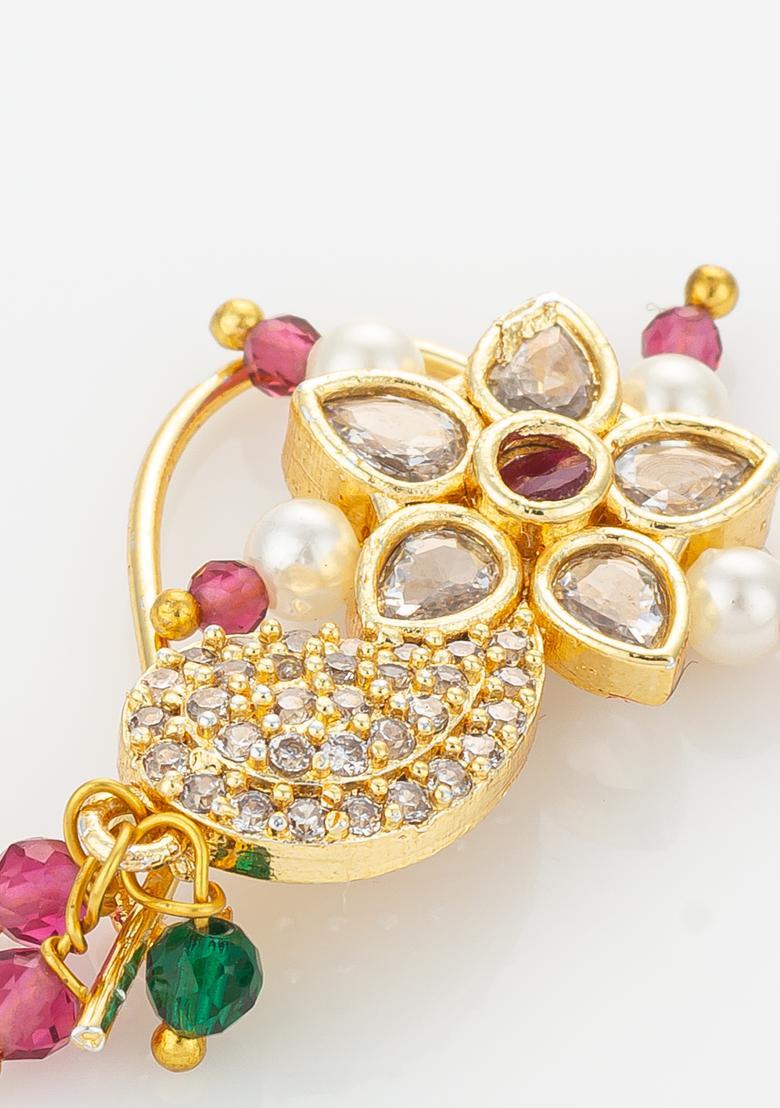 Multicolor Pearl Alloy Nath - Indya
