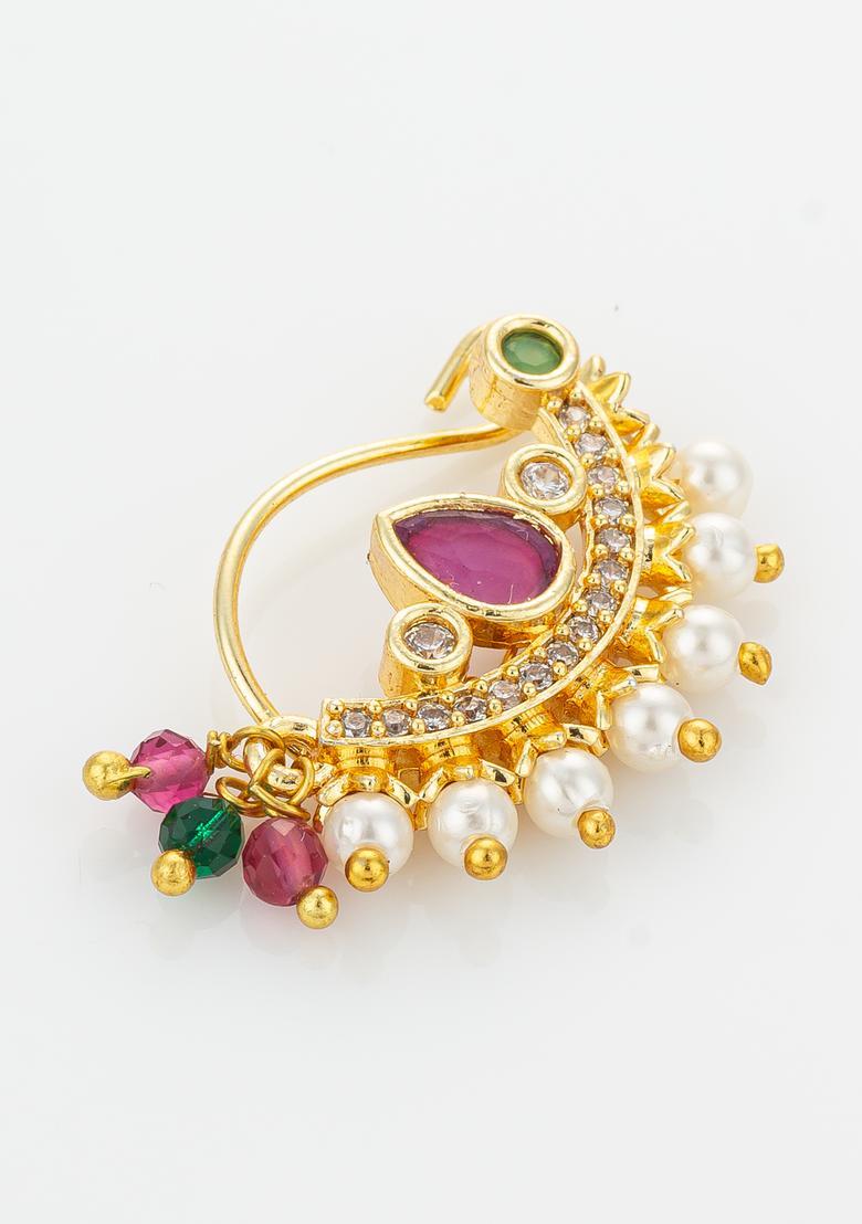 Multicolor Artificial Stones Alloy Nath - Indya
