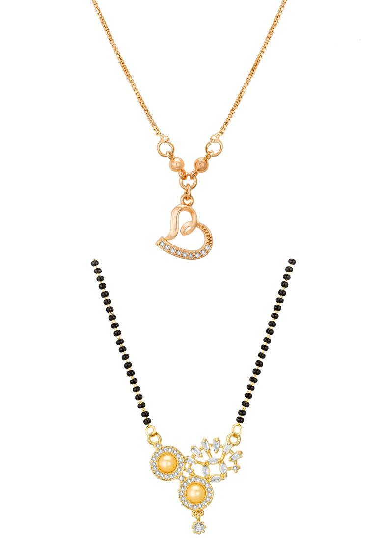 Golden Diamond Alloy Necklace Set - Indya