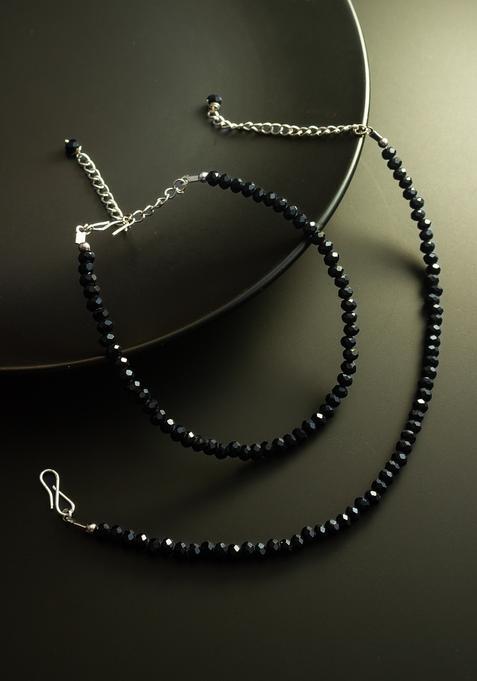 Black Beads Alloy Anklet