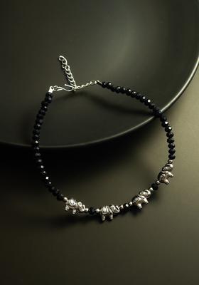 Black Beads Alloy Anklet
