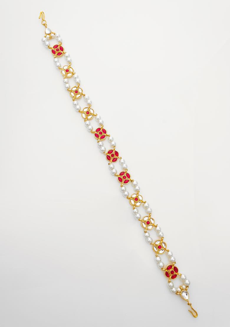 Red Kundan Alloy Matha Patti - Indya