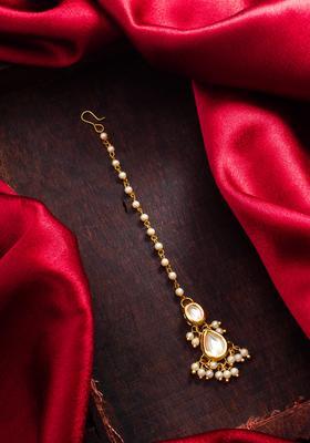 Golden Kundan Alloy Maang Tikka