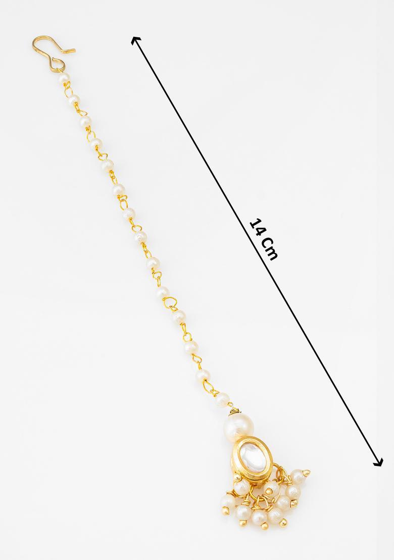 Golden Kundan Alloy Maang Tikka - Indya