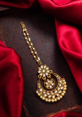 White Kundan Alloy Maang Tikka