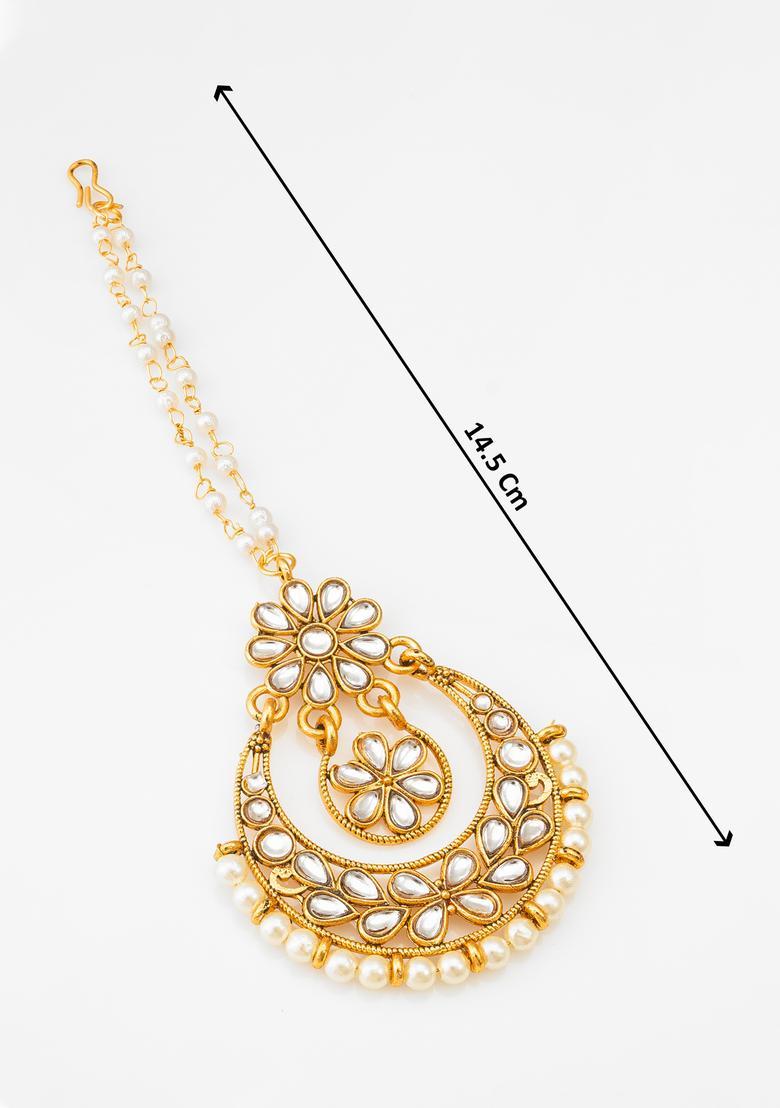 White Kundan Alloy Maang Tikka - Indya