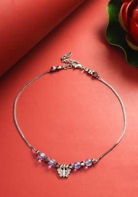 Silver Beads Alloy Anklet